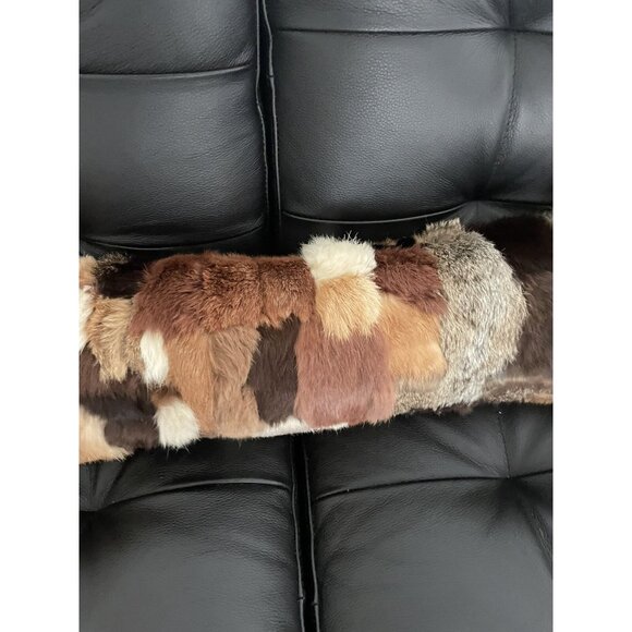 Genuine Rabbit Fur Leather Rectangular Long Accent Pillow 40x5 - Picture 2 of 5